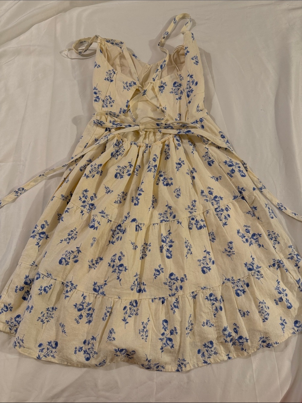 Hollister Cream Mini Dress with Blue Floral Print - Picture 2 of 4